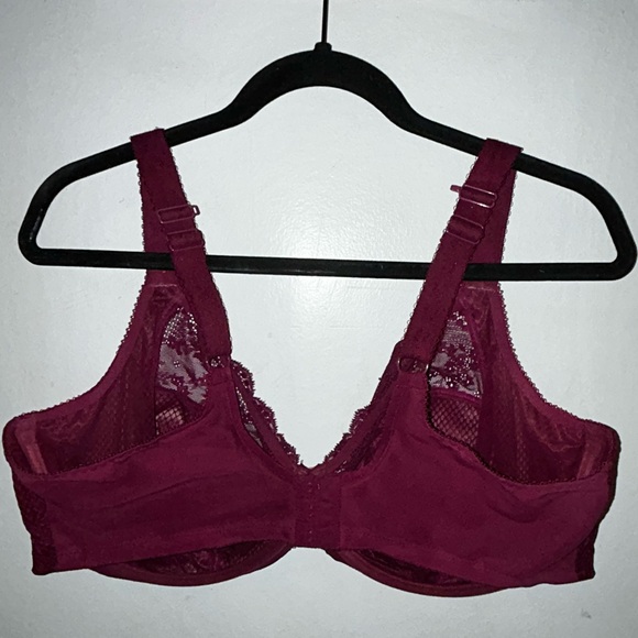 Elomi Charley Purple Stretch Lace & Mesh Plunge Bra Racerback Opt brand size 42G - Picture 2 of 14